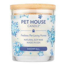 PET HOUSE 室內除臭寵物香氛蠟燭 冬季雪花, 100%全天然黃豆蠟, 可重複使用, 連續使用時間長達60小時以上, 255g, 1罐