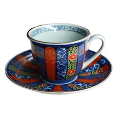 日本製陶瓷咖啡杯碟套裝, 菊割地紋, 1組