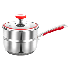 316不鏽鋼手把雙層蜂巢蒸煮鍋 鍋蓋-鋼化玻璃 高度9cm 手柄長20cm, 18cm, 1組