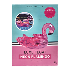 SWIM ESSENTIALS 荷蘭 充氣漂浮坐騎泳圈, 霓虹粉紅鶴造型，直徑約150公分, 閃亮粉紅鶴, 1個