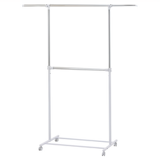 雙層可升降吊衣架 RH2434-WT 白色 95~155 x 47 x 182.5cm 附帶滾輪