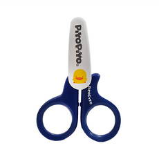 PiYOPiYO 黃色小鴨 寶寶安全剪刀銼刀, 新生兒適用, 圓頭設計, 鈍刀刃安全, 藍色, 1支