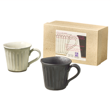 有種創意 日本美濃燒 對杯禮盒組 陶瓷杯 2入, 直刻紋, 1組