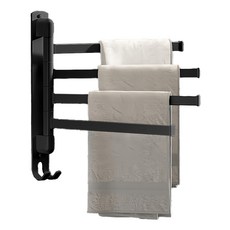 妃妃嚴選 旋轉毛巾架 4桿, 黑色, 1個