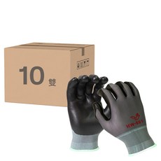 HANWOO 丁腈橡膠塗層工作手套 HW-601, 灰色 + 黑色, 10雙
