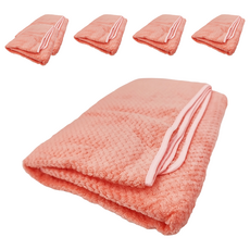 小麥購物 C549 菠蘿格珊瑚絨浴巾 140 x 70cm, 櫻花粉, 1條, 6條