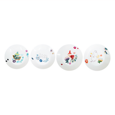 yamaka 山加商店 moomin 彩繪陶瓷淺盤禮盒 Set 4件組, 4件組陶瓷盤, 嚕嚕米 白色, 1組