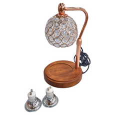 Rofancy洛帆晞 可調光融蠟燈 AC-110V 50-60Hz GU10鹵素燈泡 50W, 典雅圓深木座