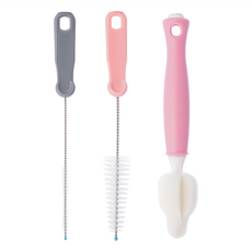DrBrown's Options Plus 奶瓶奶嘴清潔套組, 奶瓶刷1入+縫隙刷1入+吸管刷1入, 粉色, 1組