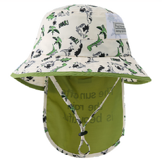 兒童防曬遮陽漁夫帽 附可拆卸護頸 UPF50+物理防曬, 米恐龍, 均碼