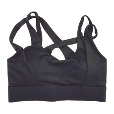 U領小心機運動背心, 尼龍+聚酯纖維, M, 黑色