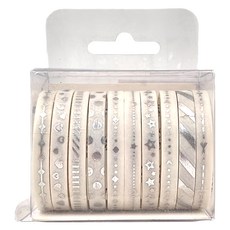 CANDY POETRY 糖詩 燙金紙膠帶, 5mm x 2m, 10入裝飾用和紙膠帶, 銀色, 1組