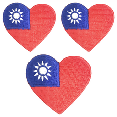 A-ONE 匯旺 台灣愛心國旗刺繡布貼 NO.036 1g 3個, Red, Blue, White, 1件