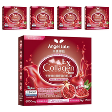 Angel LaLa 天使娜拉 膠原蛋白胜肽粉 + 鐵, 頂級成分青春美麗由內開始, 紅石榴風味, 6000mg, 8g, 15包, 5盒