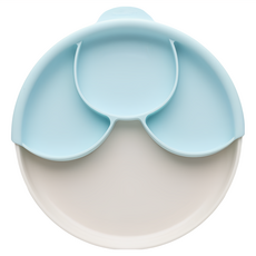 Miniware 天然聚乳酸分隔餐盤組 適合6個月以上寶寶, 麵包盤 + 矽膠吸盤 + 聰明分隔盤, 香草薄荷, 1組