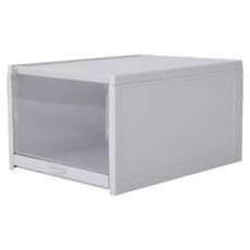 FAmILyLIFE 生活 超耐重自動掀蓋組合式鞋盒 升級加大款 FL226 25.8 x 33.5 x 18.3cm 淺米灰 8個, 1組