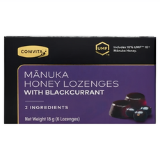 COMVITA 康維他 UMF10+麥蘆卡蜂蜜潤喉糖 黑醋栗口味 6顆 18g, 1盒
