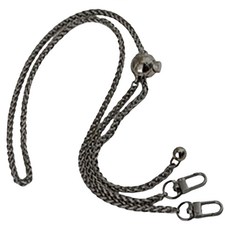 DAYA 小香風 可調節金球長鏈 手機背帶, 材質:皮革+金屬, 長度約85-176cm, 太空灰, 1條