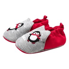 歐美手工防滑嬰兒鞋學步鞋, 中筒 14cm 多色 輕量 彈力 耐磨 防磨腳, 紅企鵝