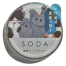 KING JIM HITOTOKI SODA 透明PET卷狀膠帶 單張貼紙款 30mm寬, 滾滾, 1盒