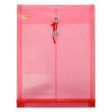 HFPWP 超聯捷 A4立體直式文件袋 加名片袋, A4, 紅色, 10入