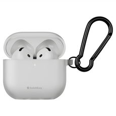 SwitchEasy 魚骨牌 Glaze 霧透耳機保護殼 AirPods 4 霧透白,輕盈防摔,金屬扣環, 1個