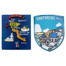 A-ONE 匯旺 生活家居磁鐵 + 補丁貼 Set 刺繡材質 台灣製, 希臘旅遊C135 + 希臘聖多里尼180, 大約 7.5 X 6 CM