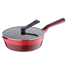 remy Remy Pan plus多功能萬用不沾深炒鍋 含鍋蓋 紅色, 24cm, 1個