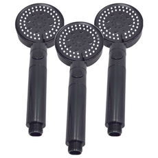 城適潔具 多功能5段出水模式沐浴增壓蓮蓬頭 9 x 25cm, 3個, 黑色