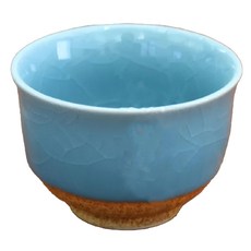 湯吞杯-日本製 8.5cm寬 6.5cm高 140mL滿水容量, 藍釉開片, 1個