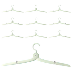 多功能防風防滑旅行摺疊衣架, 展開長40cm, 一折長23cm, 聚丙烯(PP)材質, 綠色, 10個