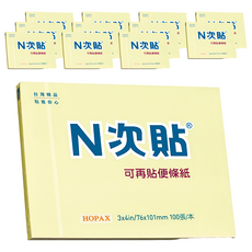 N次貼 粉彩便條本, 3x4 in/76x101mm, 100張/本, 黃色, 12組