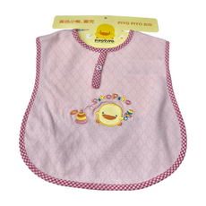 PiYOPiYO 黃色小鴨 領扣圍兜, W20.5 x L25.5公分, 純棉, 22.5 x 25.5cm, 粉色