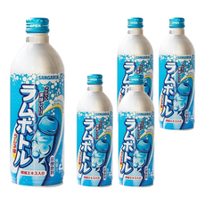SANGARIA 山加利 鋁罐彈珠汽水, 日本進口 隨手罐 無負擔 清爽暢快, 500g, 5瓶