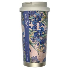 藝術隨行保溫杯 梵谷 杯口直徑8.3cm 杯底直徑6.5cm 高19cm, 鳶尾花, 500ml, 1個