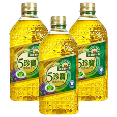 得意的一天 五珍寶健康調合油, 含不飽和脂肪酸，油質清爽，煎煮炒炸皆宜，料理好幫手，回流蓋設計，使用方便, 2L, 3瓶