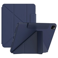 YUNMI 磁搭扣保護殼/平板保護套 Y折支架 帶筆槽設計, 1個, 深藍色