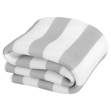 Dr.Air 透氣專家 特厚強力涼墊 單人 彈性曲線設計 可水洗 快乾 物理性防螨, 灰白線條, 3D透氣網布