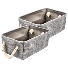 妃妃嚴選 加厚亞麻收納籃, 大, 灰色, 2個