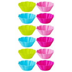FOX RUN 矽膠馬芬模12件組 繽紛, 彩色, 1組