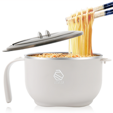 AHOYE 韓式304不鏽鋼泡麵碗/便當碗 附保鮮蓋 1L, 顏色隨機, 1個