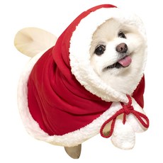 QIDINA 麋鹿法蘭絨保暖 寵物披肩 H, 1個, 紅色聖誕 L