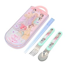 Skater 銀離子三件式餐具組, 湯匙 + 叉子 + 筷子, 迪士尼公主 My Day, 1組