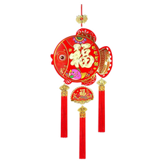 摩達客 春節開運招財 立體福字紅金魚年年有餘流蘇掛飾吊飾, 紅金魚年年有餘