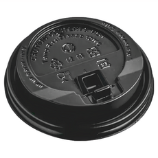 HJ-90 咖啡蓋, 90口徑 推扣式可掀凸蓋 PP材質 耐熱120度C 黑色, 平面型, 50入, 20袋