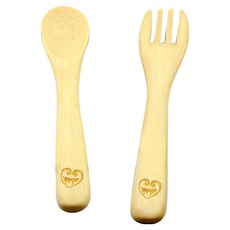 haakaa 竹製叉匙組 原木色, 1套, 叉 + 匙