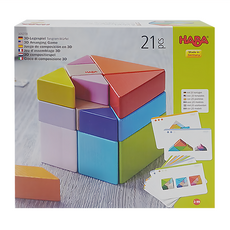 HABA 3D邏輯積木, 德國製造, 山毛櫸木, 21塊, 三角立方, 1盒