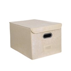 ANTIAN 可折疊帶蓋抽屜式衣物收納盒, 1個, 卡其色