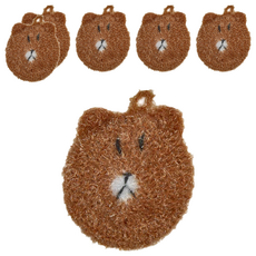 MasterClean 韓風手編洗碗巾, 可愛小熊造型, 小熊深棕色, 3個, 2包