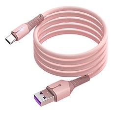 【德利生活】矽膠充電線(2M)Type-C 隨機顏色 柔軟親膚不易打結, 1入